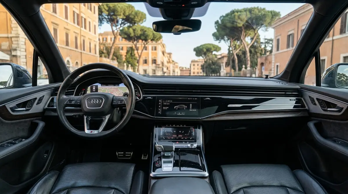 Audi SQ7 7seater 2023, rear view — Priveo Cars, Europe