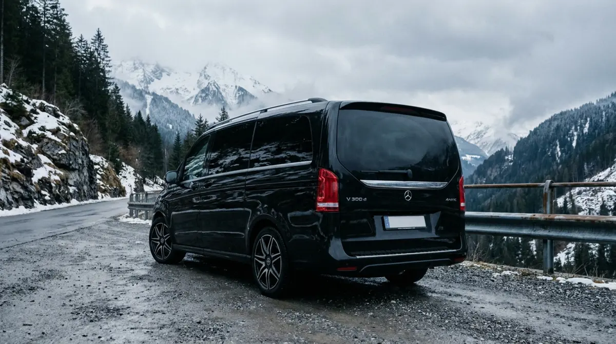 Mercedes Benz V300 8 seats 2025, front view — Priveo Cars, Europe